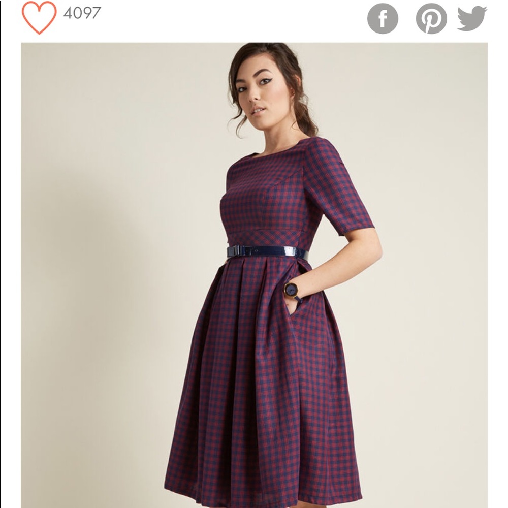 ModCloth belted not neck a-line dress